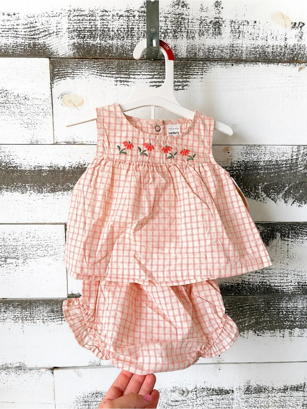 Carter's Pink Gingham Two-Piece Top and Bloomer Set